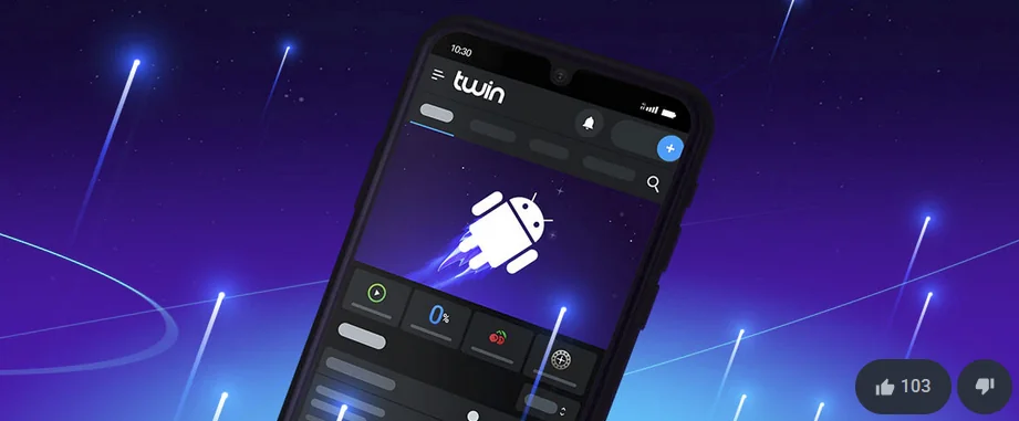 Κινητό με ανοιχτή την εφαρμογή Twin για Android